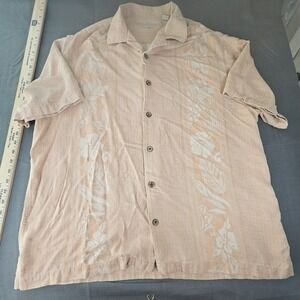 Caribbean Silk Blend Coral Color Aloha‎ Shirt. Size Xl